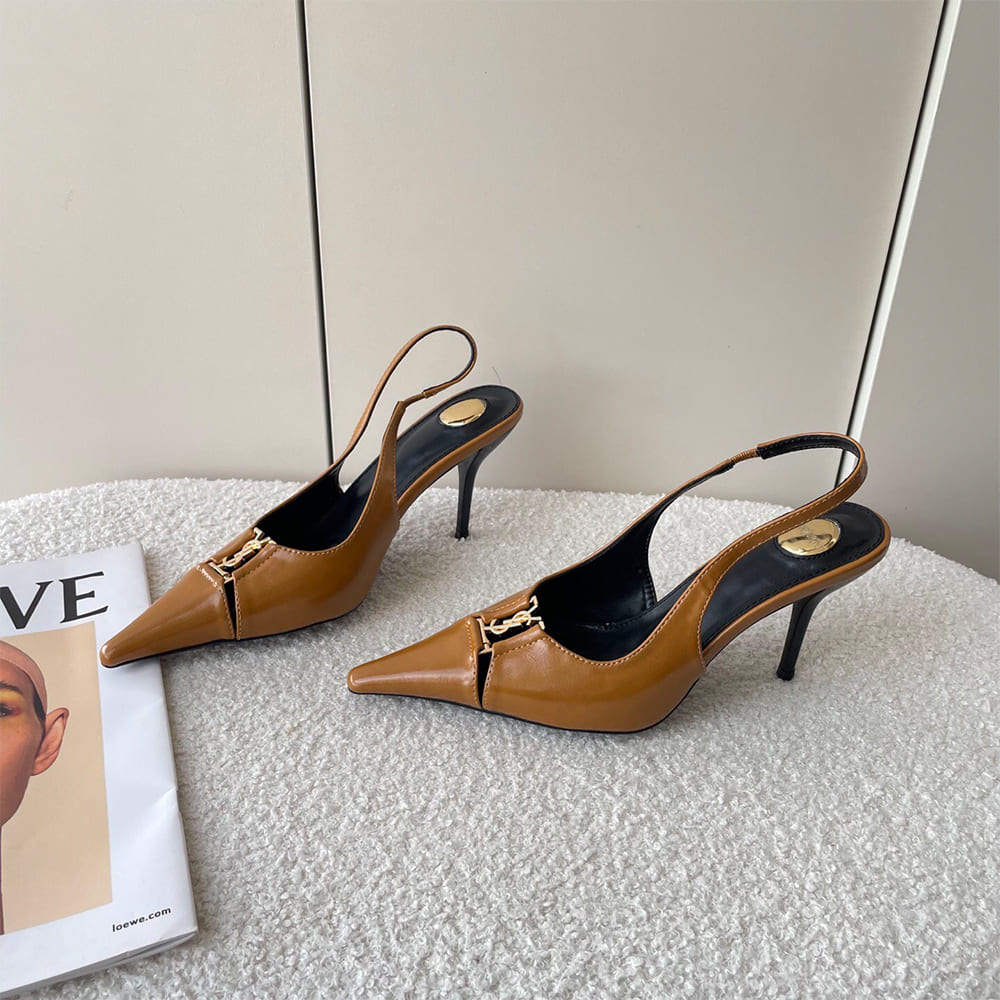 YSL Babylone Breteuil Slingback Pumps in Patent Leather